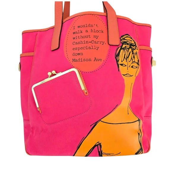 Vibrant Pink and Orange Tote Bag with Spacious Interior and Durable Material - Picture 2 of 14